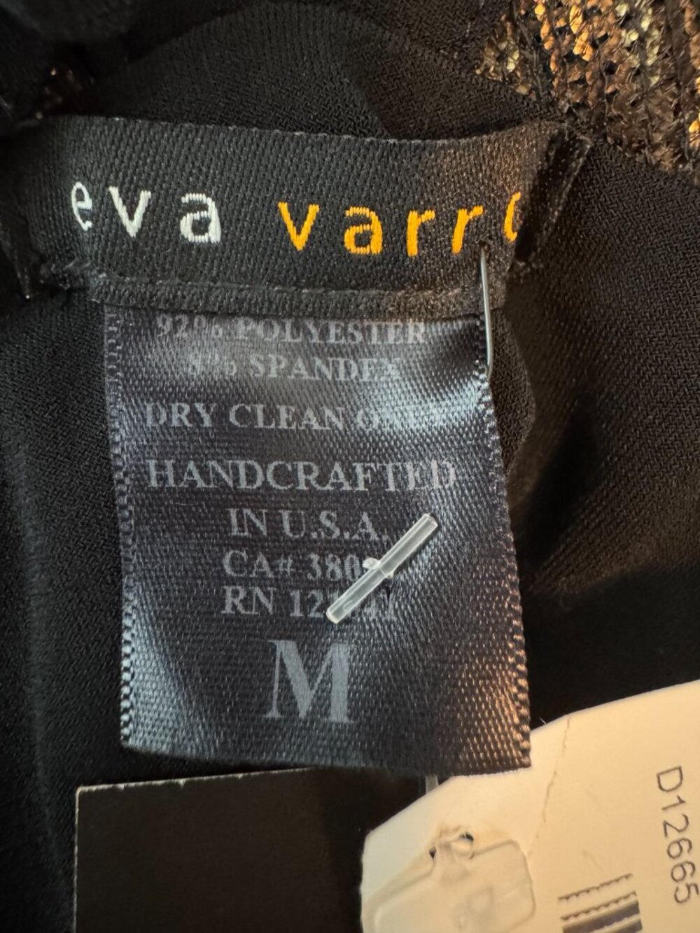 Eva Varro Black Gold Sequin Cocktail Dress Size M NWT Made in USA - Picture 9 of 9